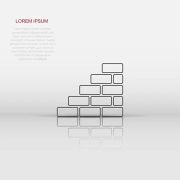 Vector wall brick icon in flat style. Wall sign illustration pictogram. Sto.. Illustrazione stock