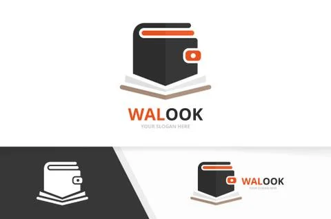 Vector wallet and open book logo combination. Purse and bookstore symbol or icon Stock Illustration