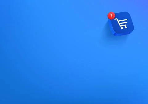 Vector wallpaper with blue button. Shopping cart concept. 3d vector backgroun Stock Illustration