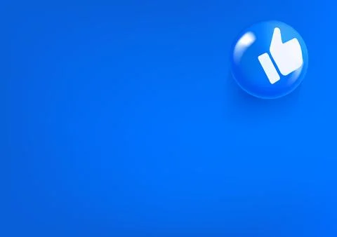 Vector wallpaper with blue icon with thumbs up pictogram. 3d vector backgro.. Stock Illustration