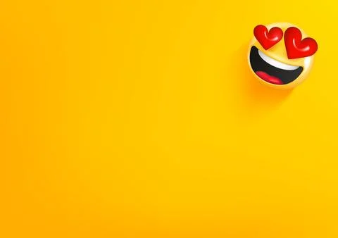 Vector wallpaper with fall in love emoji. 3d vector background with copy spac Stock-Illustration