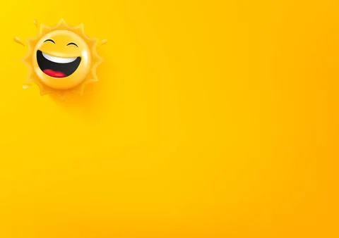 Vector wallpaper with happy sun icon. 3d vector background with copy space Stock Illustration
