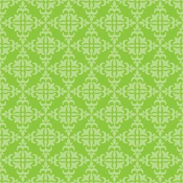 Vector wallpaper seamless tied fishnet damask pattern in green colors. Illustrazione stock