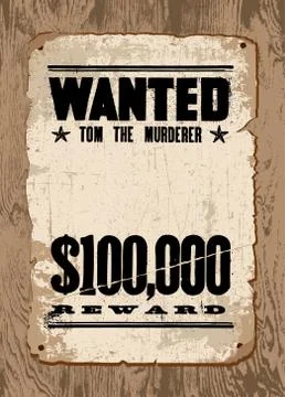 Vector wanted poster on wood Illustrazione stock