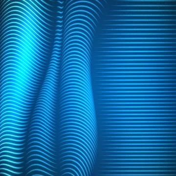 Vector warped dotted lines background. Flexible stripes of shining points twi Stock Illustration