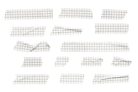 Vector washi tape stripes set, wrinkled and folded Stock Illustration