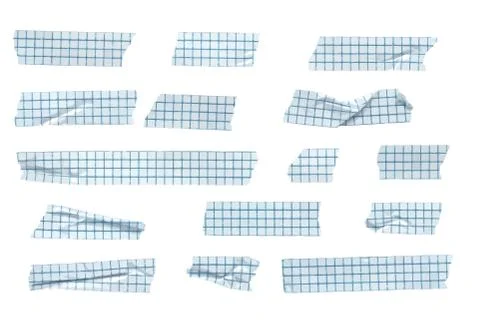 Vector washi tape stripes set, wrinkled and folded Stock Illustration