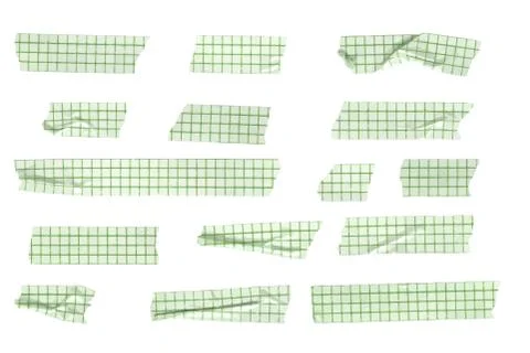 Vector washi tape stripes set, wrinkled and folded Stock Illustration
