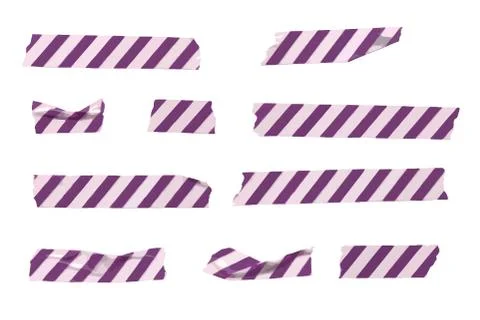 Vector washi tape stripes set, wrinkled and folded Stock Illustration