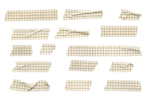 Vector washi tape stripes set, wrinkled and folded Stock Illustration