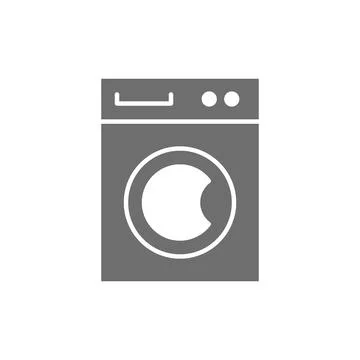 Vector washing machine, cleaning service grey icon. Stock-Illustration