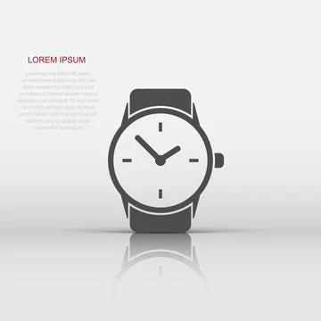 Vector watch icon in flat style. Clock sign illustration pictogram. Timer b.. Stock Illustration
