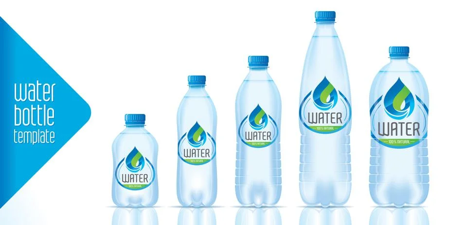 Vector water bottle template and ready label design Stock Illustration