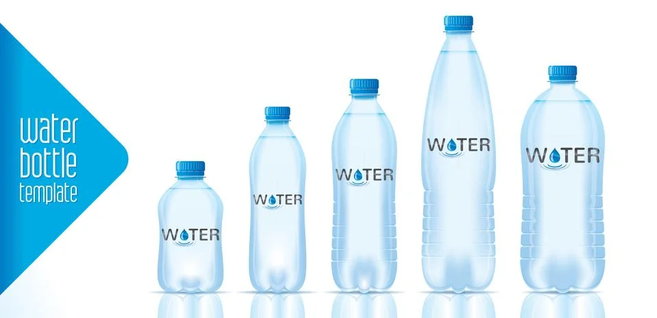 Vector water bottle template and ready label design Stock Illustration