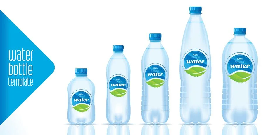 Vector water bottle template and ready label design Stock Illustration