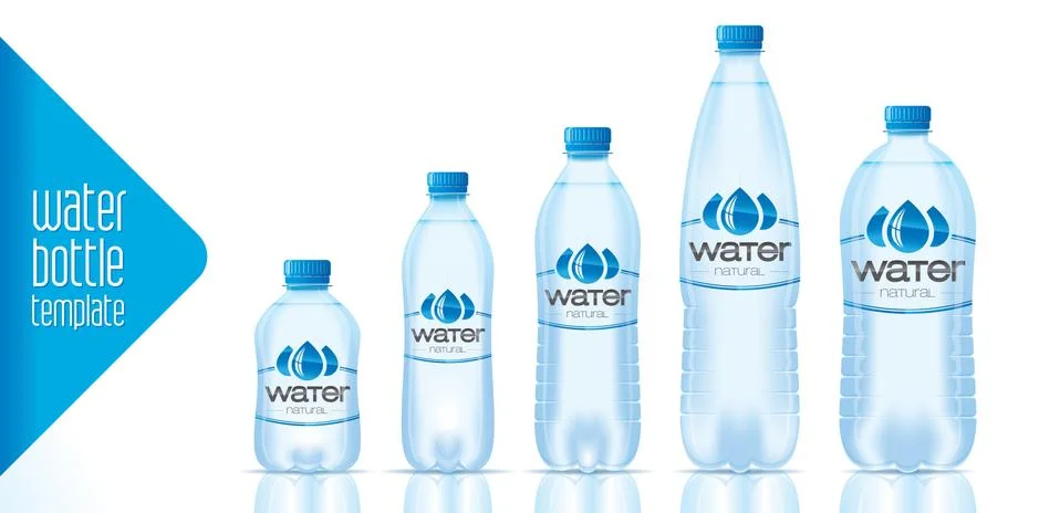 Vector water bottle template and ready label design Stock Illustration
