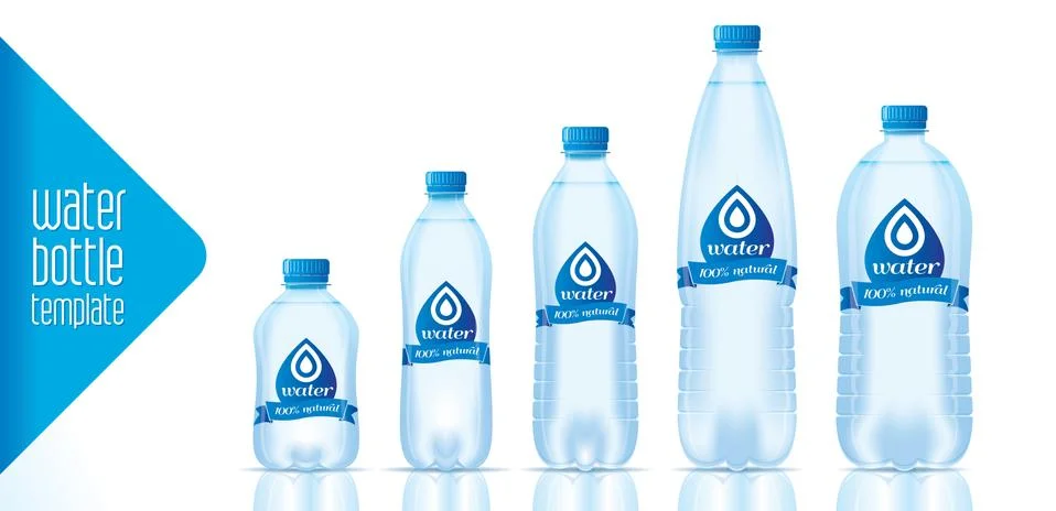 Vector water bottle template and ready label design Stock Illustration
