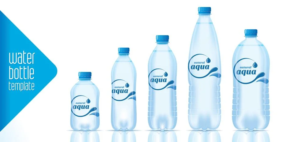 Vector water bottle template and ready label design Stock Illustration