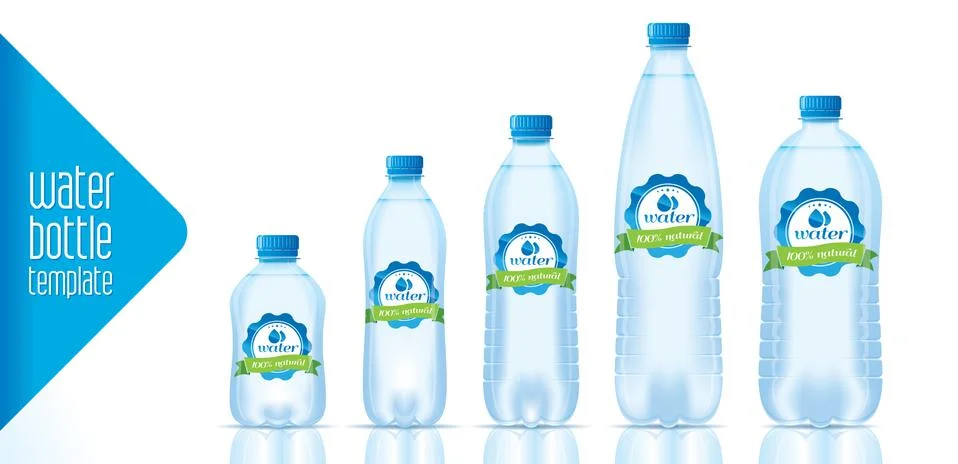 Vector water bottle template and ready label design Stock Illustration