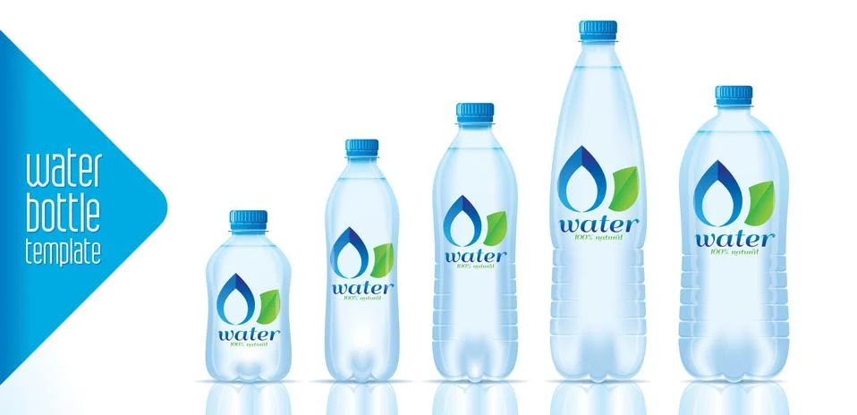 Vector water bottle template and ready label design Stock Illustration