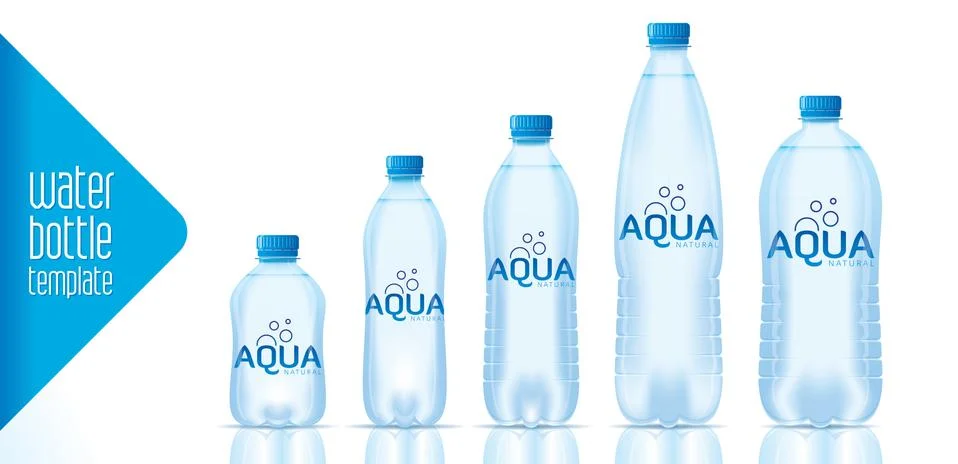 Vector water bottle template and ready label design Stock Illustration