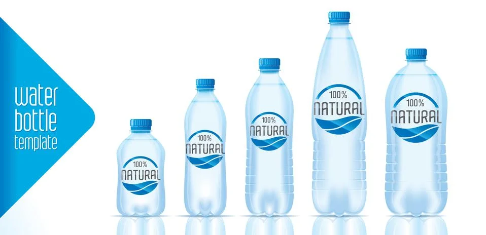 Vector water bottle template and ready label design Stock Illustration