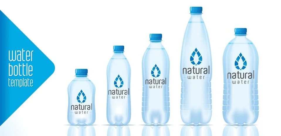 Vector water bottle template and ready label design Stock Illustration