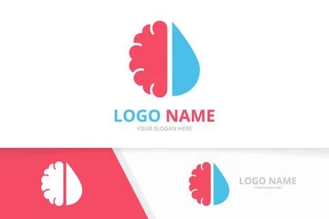 Vector water drop and brain logo combination. Unique science logotype design Stock Illustration
