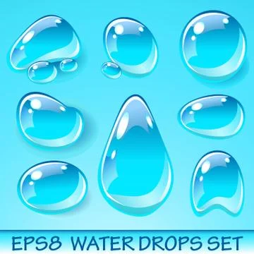 Vector Water Drops Icon Set Stock Illustration