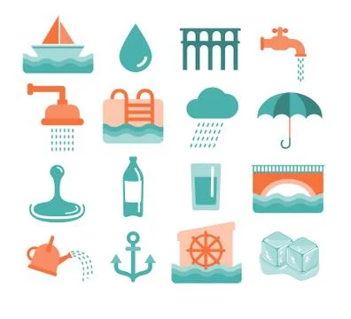Vector water icons Stock Illustration