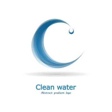 Vector water logo. Stylized letter C with a drop Stock Illustration