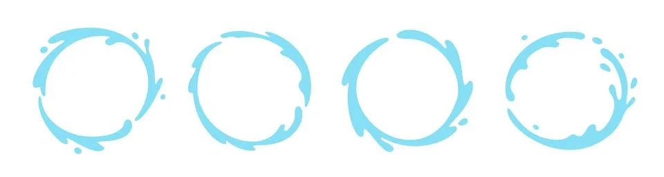 Vector water splash circle logo icon. Round water splash flat frame liquid Stock Illustration