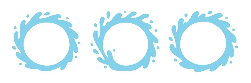 Vector water splash circle logo icon. Round water splash flat frame liquid Stock Illustration