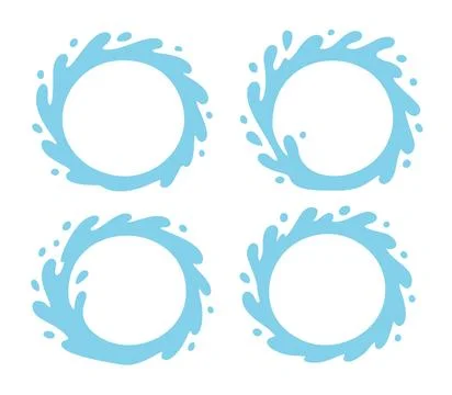 Vector water splash circle logo icon. Round water splash flat frame liquid Stock Illustration