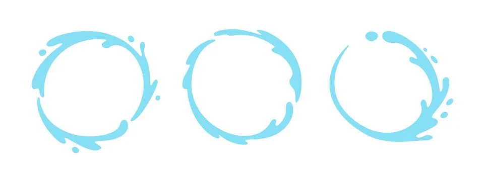 Vector water splash circle logo icon. Round water splash flat frame liquid Stock Illustration