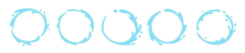 Vector water splash circle logo icon. Round water splash flat frame liquid Stock Illustration