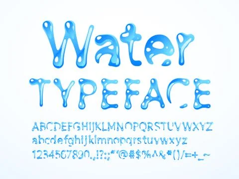 Vector water typeface 스톡 일러스트