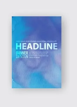Vector watercolor abstract background blue banner illustration. Stock Illustration