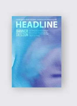 Vector watercolor abstract background blue banner illustration. Stock Illustration
