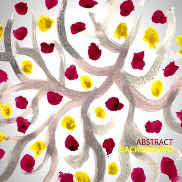 Vector watercolor abstract background of flowering garden with leafs and appl Stock Illustration