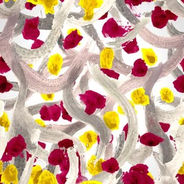 Vector watercolor abstract seamless pattern of flowering garden with leafs an Stock Illustration