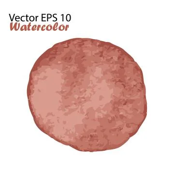 Vector Watercolor Brush Stroke Splash Circle in Brown Color. Handmade design Stock Illustration