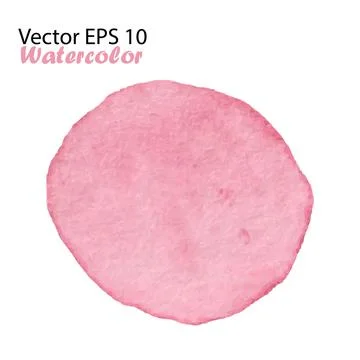 Vector Watercolor Brush Stroke Splash Circle in Pink Girly Color. Handmade Stock Illustration