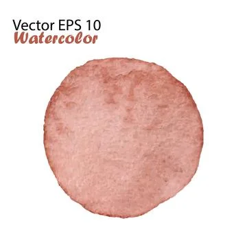 Vector Watercolor Brush Stroke Splash Circle in Brown Color. Handmade design Stock Illustration