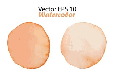 Vector Watercolor Brush Stroke Splash Circle. Handmade design element in orange Stock Illustration