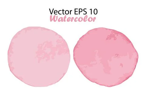 Vector Watercolor Brush Stroke Splash Circle in Pink Girly Color. Handmade Illustrazione stock
