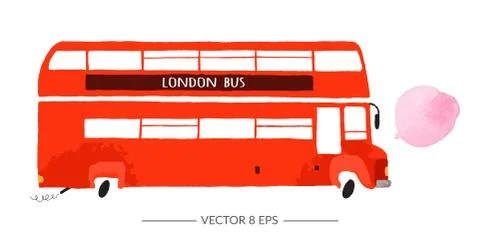 Vector watercolor bus Stock Illustration