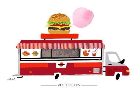 Vector watercolor car Stock Illustration