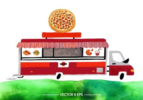 Vector watercolor car Stock Illustration