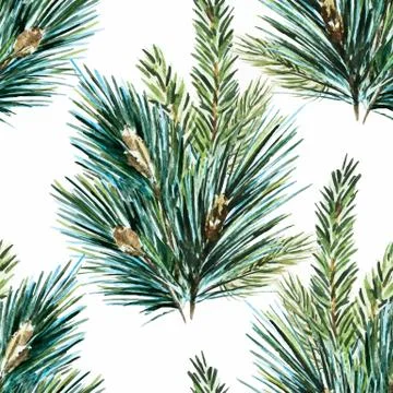 Vector watercolor christmas tree pattern Stock Illustration